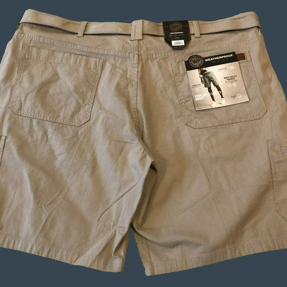 Weatherproof Belted Utility Short Stretch 44W Khaki Hiking Camping Gorpcore NWT - Picture 3 of 5